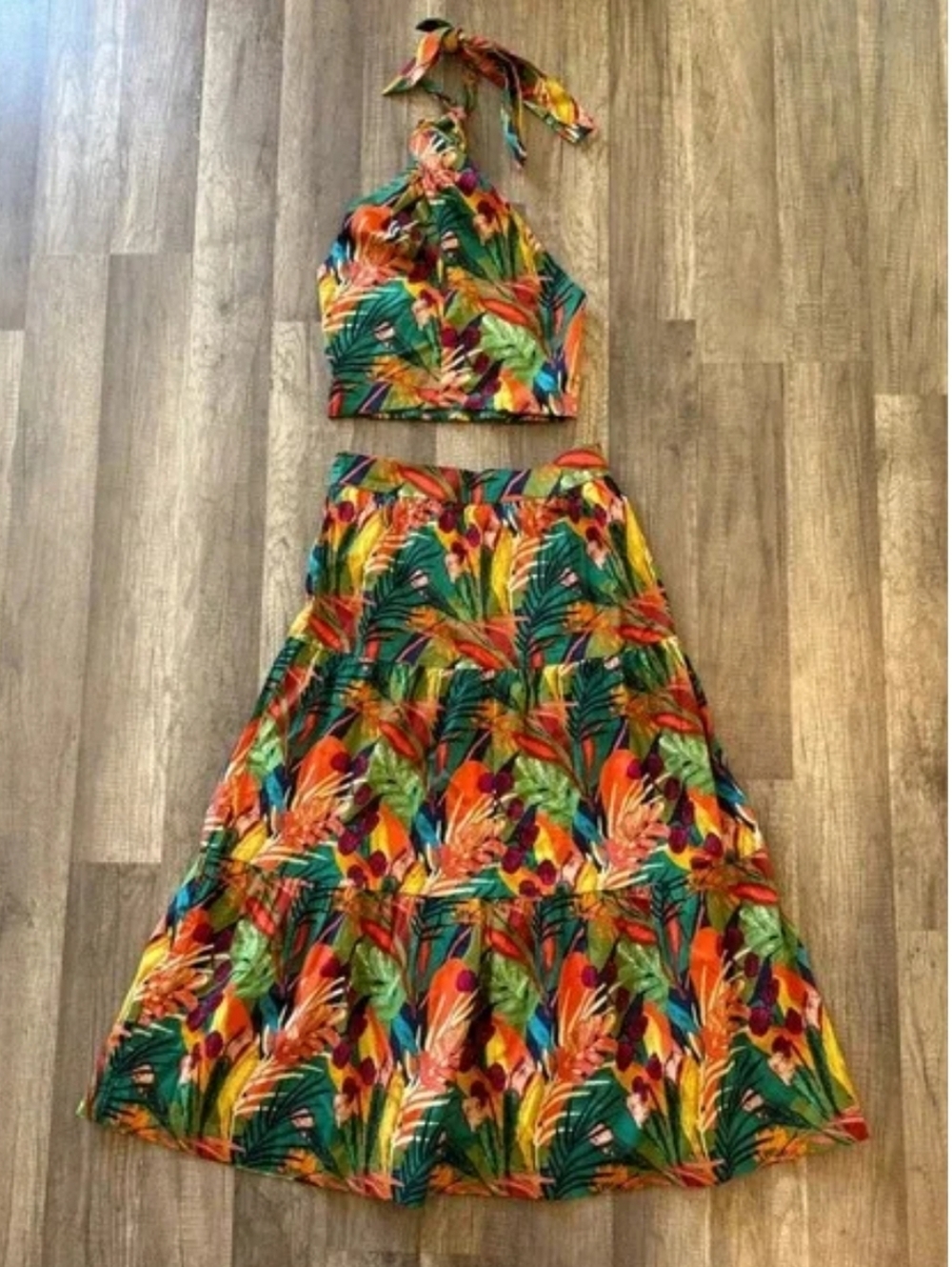 Tropical Halter Maxi Dress